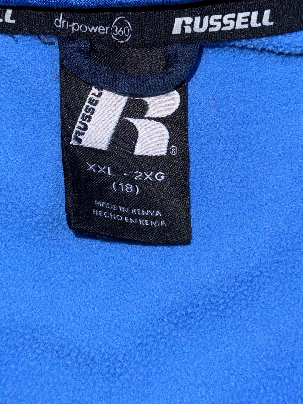 Russell Athletic Blue Hooded Zip Jacket w/ thumb holes- Sz 18 - Picture 3 of 7